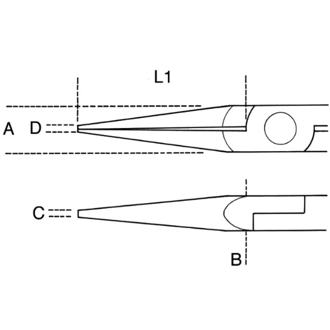 Vendita online Pinza per elettronica a becchi mezzotondi lunghi lisci art.1177BM
